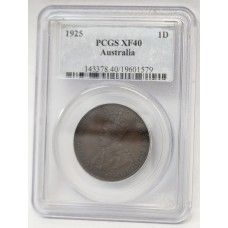 AUSTRALIA 1925 . ONE 1 PENNY . PCGS XF40